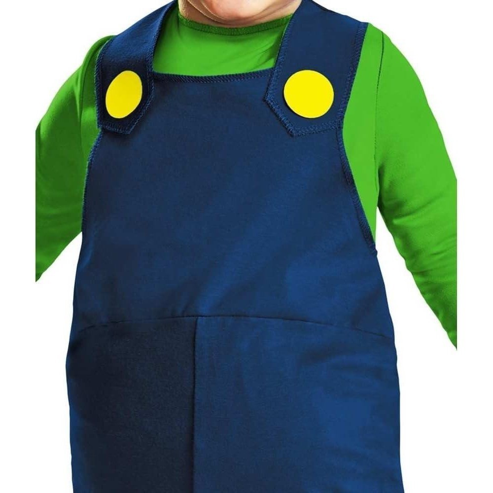 Luigi Toddler Costume 2T Super Mario Bros Green Hat Padded Overalls NWT - Picture 3 of 9